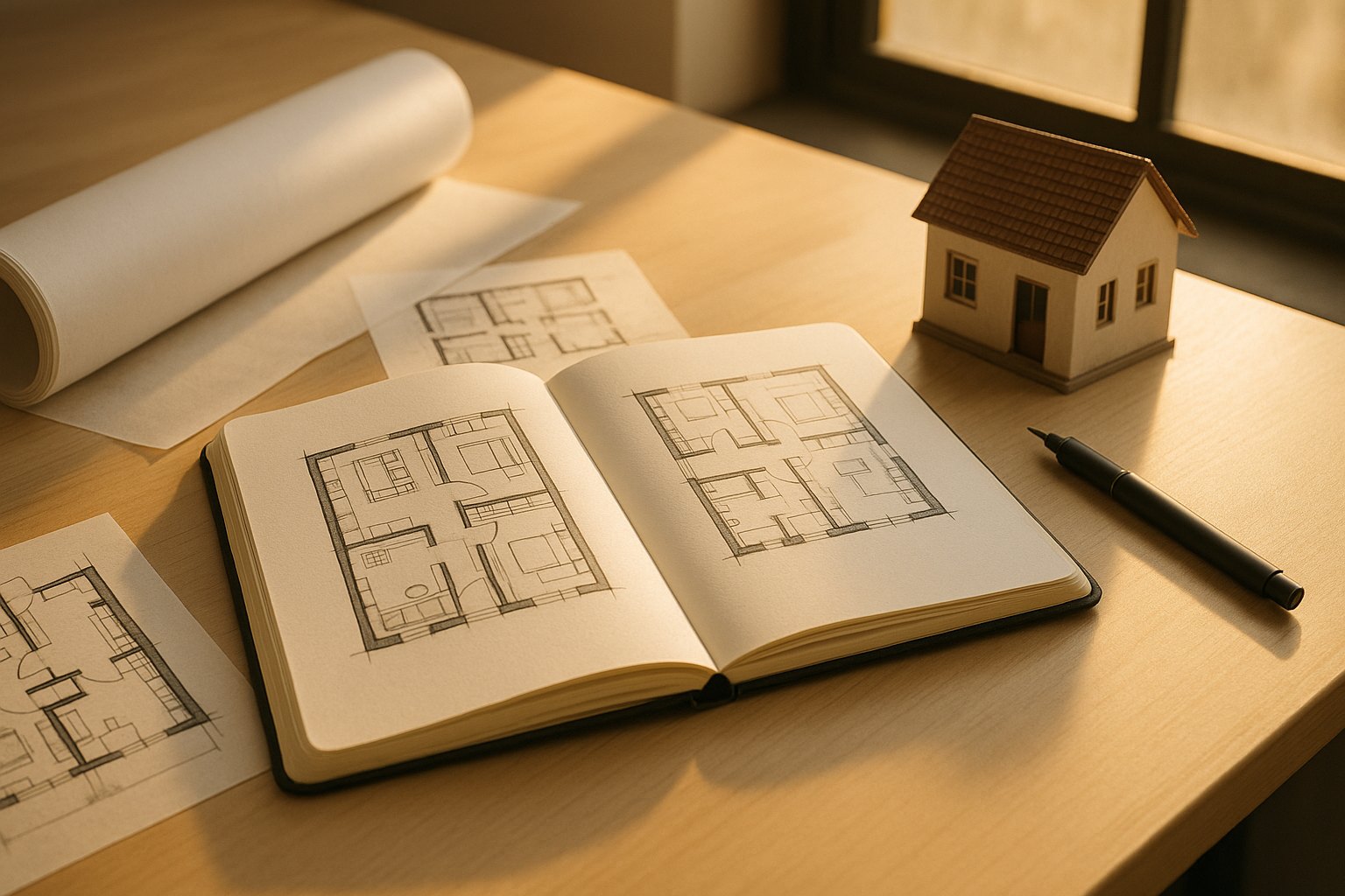 Studio di architettura — schizzi e modello